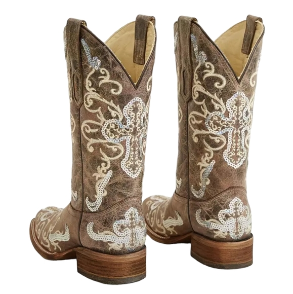 CORRAL A2932 embroidered distressed leather sequin cross cowgirl western boots 6 - Picture 2 of 16